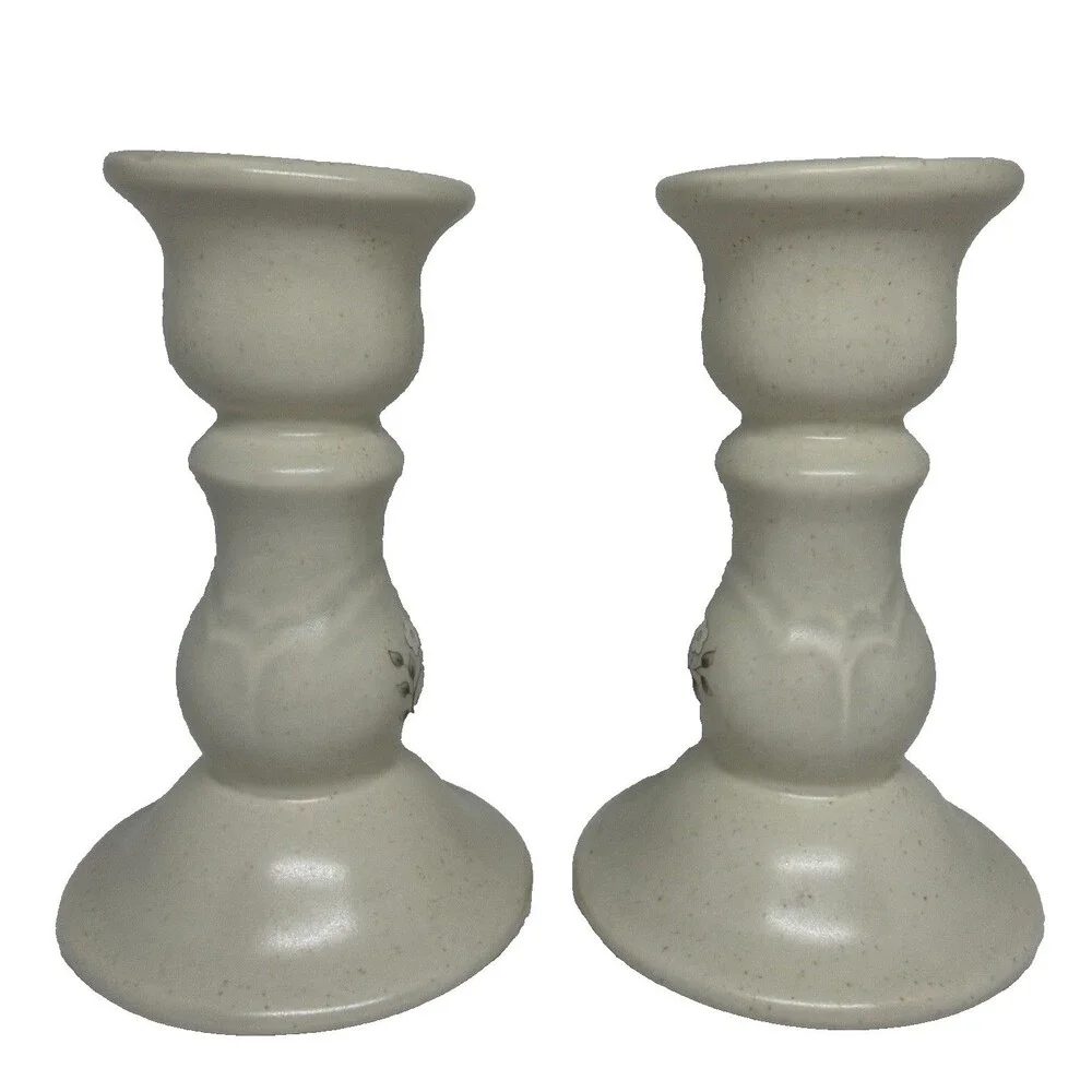 Vintage Pfaltzgraff Heirloom Stoneware Candlestick Holders 5